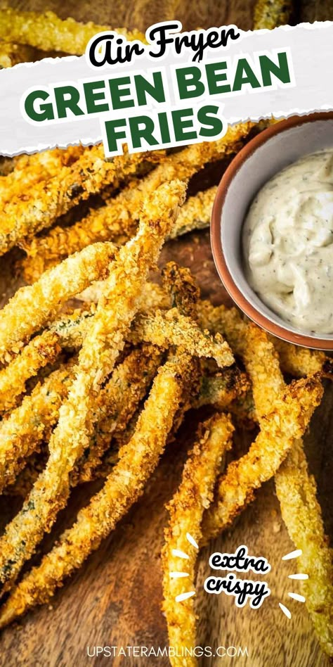 Air Fryer Green Bean Fries Air Fryer Fried Green Beans, Fresh Green Bean Air Fryer Recipes, Green Beans Air Fryer Crispy, Crispy Air Fryer Green Beans, Air Fryer Frozen Green Beans Recipes, Fried Green Beans Air Fryer, Crispy Green Beans Air Fryer, Green Bean Air Fryer, Airfryer Green Beans