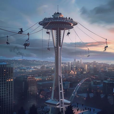 space needle + zip lines I often trend towards representing reality but you have to let loose sometimes right? #imagine #midjourneyarchitect #midjourney #artificialintelligence #artificialarchitecture #artificialsketchbook #designboom #architecture #design #generativedesign #spaceneedle #seattle Spaceneedle Seattle, Seattle Space Needle, Space Needle Seattle, Generative Design, Space Needle, Futurism, A Bar, Submarine, Cyberpunk