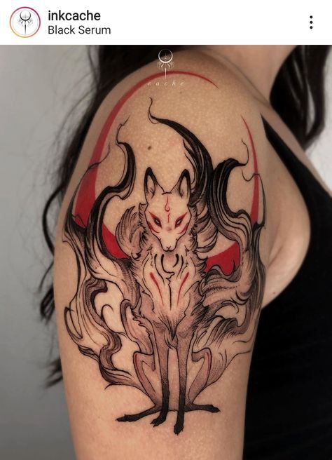 Illustrative Fox Tattoo, Tato Naruto, Kitsune Tattoo, Tatuaje Studio Ghibli, Tato Maori, Muster Tattoos, Tatuaje A Color, Fox Tattoo, Tattoo Style Drawings