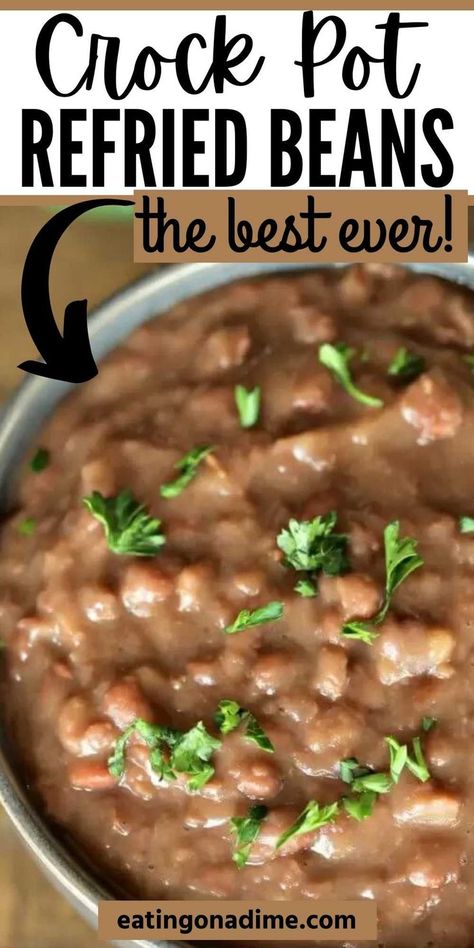 Crock Pot Refried Beans, Slow Cooker Refried Beans, Crockpot Refried Beans, Beans Recipe Crockpot, Make Refried Beans, Beans In Crockpot, Homemade Refried Beans, Refried Beans Recipe, Homemade Beans