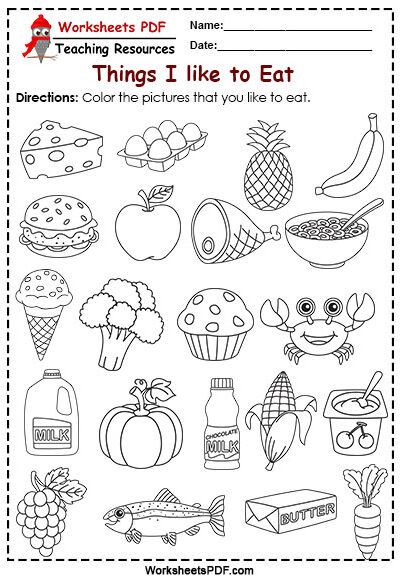 Things I like to Eat Foods Worksheets Kindergarten, Healthy Eating Worksheets For Preschool, Favorite Food Activity Preschool, Where Does Our Food Come From Activities, Foods Activities For Preschool, Healthy Food Worksheets For Preschool, Food We Eat Worksheet For Grade 1, Healthy Food Kindergarten, Food For Preschoolers