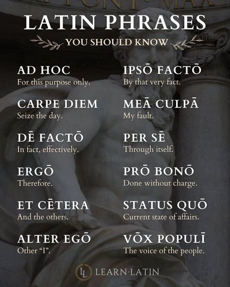 Latin Curses, Dark Latin Phrases, Famous Latin Quotes, Best Latin Quotes, Latin Symbols, Latin Language Learning, Learn Latin, Latin Root Words, Random Trivia