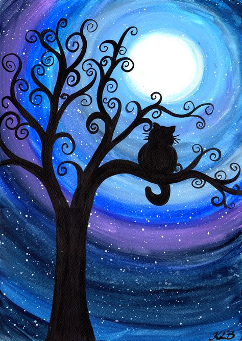 Cuaderno de dibujos The Night Sky, A Tree, Night Sky, A Cat, Diamond Painting, The Moon, Moon, Art