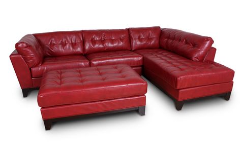 red leather sectional and ottoman Red Leather Sectional, Sectional And Ottoman, Red Leather Sofa, Trailer House, Cool Room Designs, Cozy Basement, Modern Renovation, Amazing Furniture, Cool Room