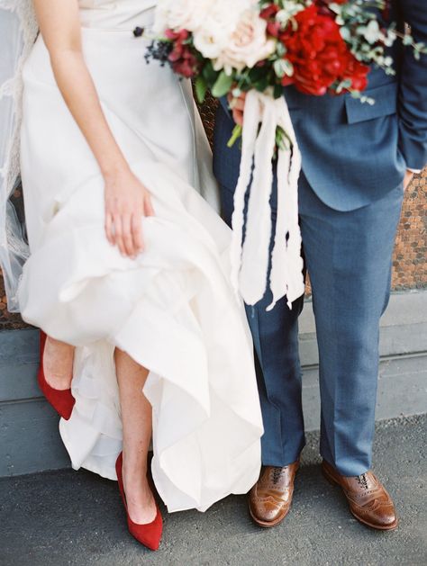 Can You Wear Flats on Your Wedding Day? Here's What the Expert Says Outdoor Wedding Heels, Red Heels Wedding, Wedding Shoe Ideas, Bride Flats, Long Sleeve Bridal Dresses, Red Wedding Shoes, Sparkly Flats, Red Wedding Theme, Wedding Shoes Bride