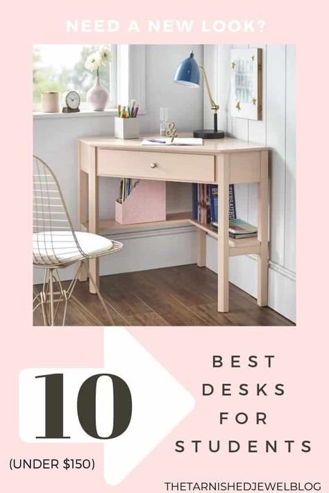 Top 10 Best Desks For Students - thetarnishedjewelblog Tiny Room Ideas, Dresser Projects, Ikea Linnmon, Wood Corner Desk, Pokemon Bedroom, Corner Writing Desk, Cheap Office Furniture, Desk Diy, Best Desk