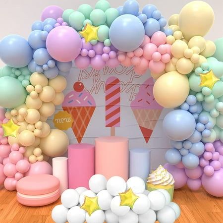 High-quality balloon arch kit made of strong natural rubber latexThicken latex balloons could last for a few days with air. so that your family can contact it without any worry. This pastel balloon garland kit easy to assemble,The pastel color is so bdautiful and great for bridal shower, birthday party, baby shower. Make a balloon garland kit for your party, we carefully choose colorful and vibrant balloons to make a birthday balloon garland or rainbow balloon arch, the size will add more charm to it. Rainbow Unicorn Party Decorations, Pastel Balloon Garland, Rainbow Balloon Arch, Balloon Arch Kit, Pastel Balloons, Garland Arch, Rainbow Balloons, Fiesta Baby Shower, Rainbow Theme