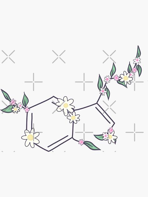 Serotonin Wallpaper, Serotonin Tattoos Creative, Serotonin Floral Tattoo, Serotonin Tattoos For Women Flower, Atom Drawing, Dopamine Serotonin Adrenaline Tattoo, Floral Serotonin Molecule Tattoo, Lithography Art, Serotonin Molecule