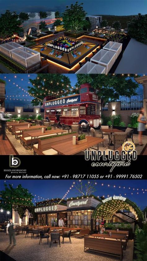 Restaurant Live Kitchen Design, Foodcourt Design Outdoor, Open Cafe Outdoor Design, Open Restaurant Design, Backyard Restaurant, Food Court Design, Cafe And Bar, Resturant Design, Open Restaurant