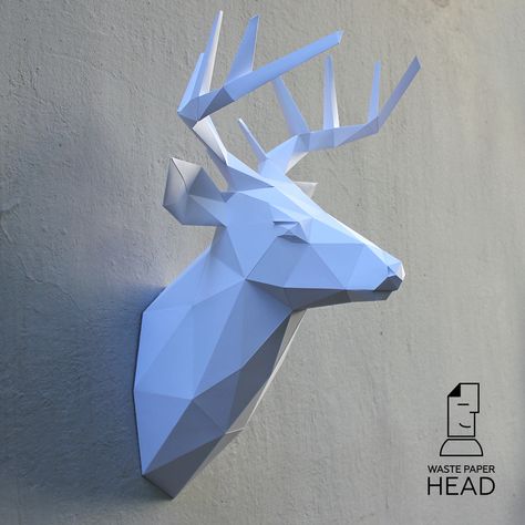 Paper Head, Origami 3d, Unicorn Head, Paper Lovers, Papercraft Templates, Deer Head, Diy Template, Printable Diy, 3d Paper