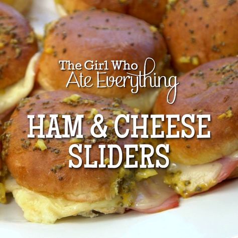 Ham Cheese Sliders, Ham Sliders, Ham And Cheese Sliders, The Girl Who Ate Everything, Cheese Sliders, Ham And Cheese Sandwich, Leftover Ham, Slider Recipes, People Food