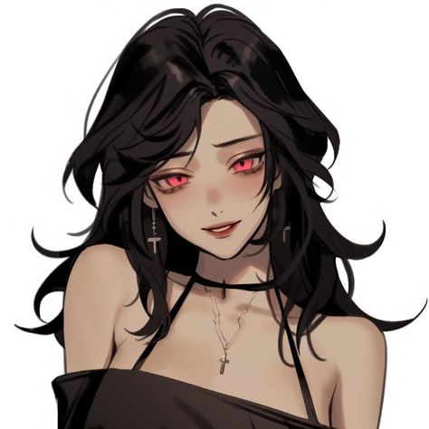 Anime girl, anime girl icon, Aesthetic icon, Aesthetic girl icon, 8k, 4k, high quality icon, gothic girl icon, 90s anime, retro anime Black Haired Anime Female Red Eyes, Red Eyed Woman Art, Black Hair And Red Eyes Anime Woman, Black Hair And Red Eyes Anime, Anime Character Design Female Black Hair, Red Eyes Anime Female, Black Hair Red Eyes Girl, Anime Black Hair Red Eyes, White Hair Woman Art