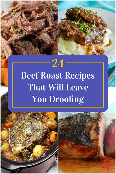 Collage of 4 beef roast recipes. Best Beef Roast, Beef Roast Recipes, Rump Roast Recipe, Venison Dishes, Beef Shoulder Roast, Roast Beef Dinner, Beef Round, Beef Roast, Roast Beef Recipes