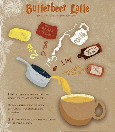 How To Make Butterbeer, Butterbeer Latte, Harry Potter Weihnachten, Harry Potter References, Butterbeer Recipe, Harry Potter Food, Festa Harry Potter, Buku Harry Potter, Anniversaire Harry Potter