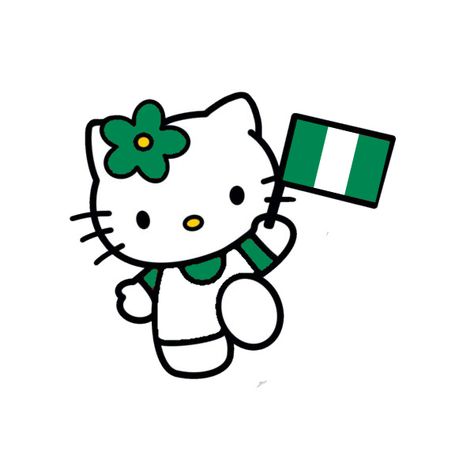 Hello Kitty Nigerian Flag, Ghana Hello Kitty, Nigeria Hello Kitty, Nigeria Flag Aesthetic, Nigerian Hello Kitty, Nigerian Flag Aesthetic, Nigerian Wallpaper, Nigeria Drawing, Lee Core