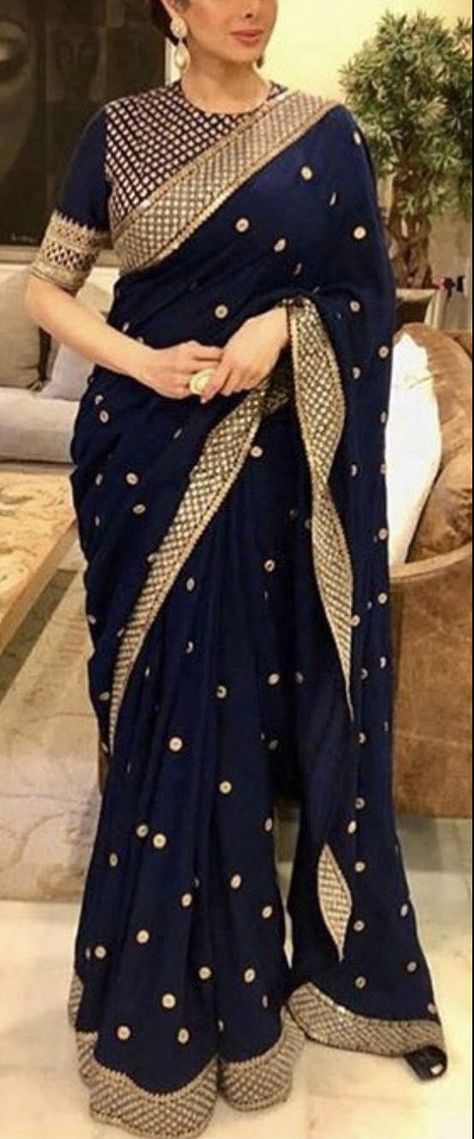 IVbyDivyaSnigdha Royal Blue Saree, Blue Sari, Saree Blue, Navy Blue Saree, Sari Fashion, Velvet Saree, Saree Georgette, Saree Bollywood, Saree Blouse Patterns