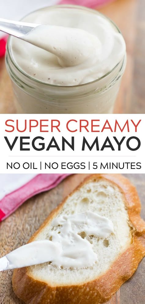 Quick and easy vegan mayo recipe, no oil, healthy and made with cashews! #vegan #plantbased Vegan Mayo Recipe, Vegan Mayonaise, Ella Vegan, Healthy Vegan Dessert, Accidentally Vegan, Vegan Dips, Vegan Tips, Mayo Recipe, Vegan Dressing