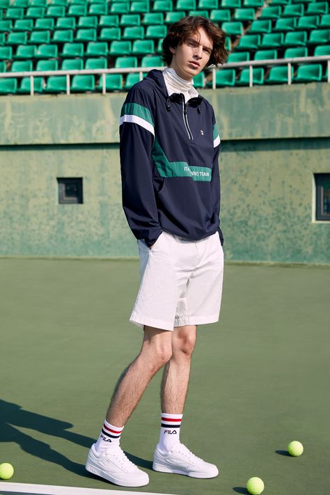 FILA - White Line 2019 on Behance Men Casual Sport Outfit, Sporty Look Men, Men Tennis Outfit, Tennis Outfits Men, Tenis Outfits Sport, Sporty Style Men, Roshan Mathew, Sporty Mens Fashion, Tennis Editorial