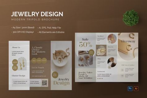 Jewelry Design - Trifold Brochure, Print Templates ft. jewelry & design - Envato Elements Jewelry Brochure Design, Brochures Design, Mobile Models, Brochure Print, Trifold Brochure, Brochure Design Template, Envato Elements, Brochure Design, Print Templates