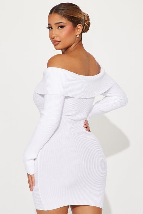 Available In Off White And Red. Sweater Mini Dress Off Shoulder Long Sleeves Stretch Length = 33" 50% Rayon 50% Polyester Imported | Violet Sweater Mini Dress in Off White size 3X by Fashion Nova Dress Off Shoulder Long, Mini Dress Off Shoulder, Off White Fashion, Sweater Mini Dress, Dress Off Shoulder, Graduation Ideas, Xl Fashion, Mini Sweater Dress, Red Sweater