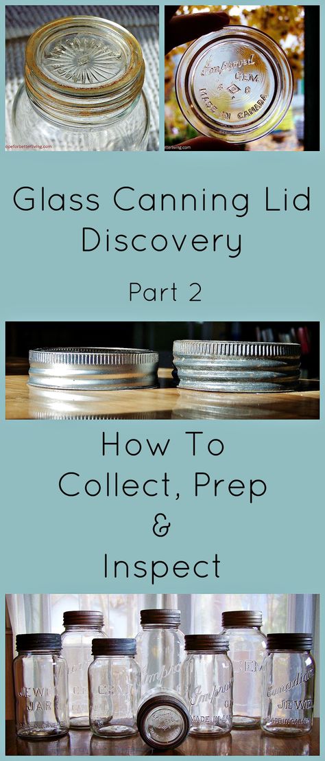 A Glass Canning Lid Discovery: Part 2-Collect, Inspect and Prep • a traditional life Diy Vinegar, Diy Hobbies, Canning Equipment, Modern Homestead, Canning Food, Canning Tips, Dessert In A Jar, Canning Lids, Natural Homes