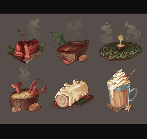 Fantasy Food Concept Art, Fantasy Food Art, Food Concept Art, Skyrim Food, Pirate Food, Dnd Food, Magic Food, Fantasy Worldbuilding, Monster Food