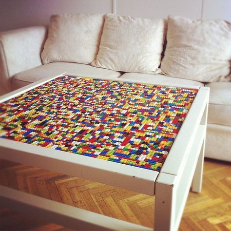 Lego-Inspired Furniture And Designs With Nostalgic Flair Geek Home Decor, Den Room, Lego Furniture, Lego Table, Lego Craft, Geek Decor, Lego Room, Lego Storage, Deco Originale