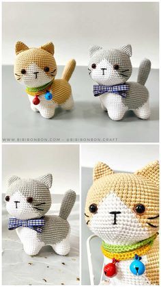 Kat Haken, Chat Crochet, Crocheted Cat, Crochet Animal Amigurumi, Crochet Cat Pattern, Pola Amigurumi, Crochet Baby Toys, Crochet Animals Free Patterns, Crochet Amigurumi Free Patterns