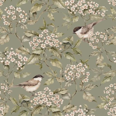 DEKORNIK - Etsy Green Spring Wallpaper, Frühling Wallpaper, Cottage Wallpaper, Jungle Wallpaper, Spring Wallpaper, Bird Wallpaper, Green Spring, Wallpaper Bedroom, Boho Vintage