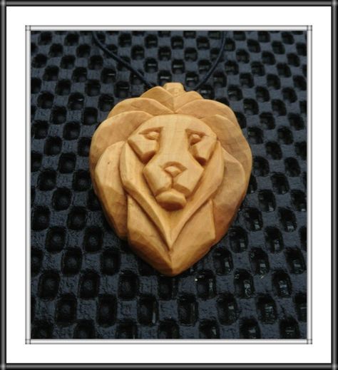 Lion pendant Wood Carving Pendant, Lion Wood Carving, Wood Jewelry Diy, Wooden Jewelery, Dremel Carving, Wood Jewelery, Dremel Projects, Soap Carving, Lion Pendant