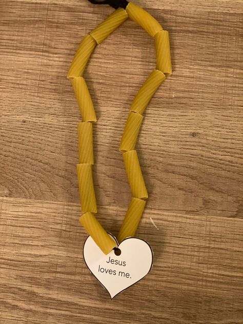 Sample for Starter week 3; Noodle Necklace Noodle Necklace Preschool, Noodle Necklace, Noodle Necklaces, Sunday School Room Decor, Butterflies Classroom, Sunday School Rooms, Songs For Toddlers, Food Shapes, Study Help