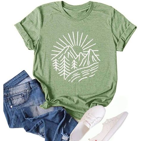 Camping Outfits Cute Hiking Outfits, Sunrise Graphic, Lake Graphic, Plant Shirts, Graphic Mountain, Mountain T Shirt, Camping Graphic, Sunshine Graphic