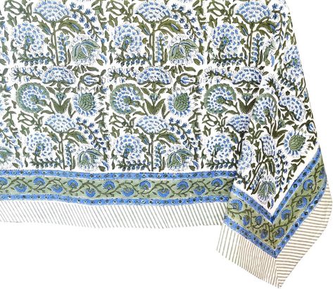 Amazon.com: ATOSII Clover Blue 100% Cotton Square Fall Tablecloth, Handblock Floral Linen Table Cloth for Kitchen Dining Table I Parties Wedding Christmas Thanksgiving I Fall Home Decor 60 X 60 Inches : Home & Kitchen Spring Tablecloths, Fall Tablecloth, Linen Table Cloth, Blue Tablecloth, Kitchen Dining Table, Summer Tables, Blue Table, Handmade Textiles, Cotton Tablecloths