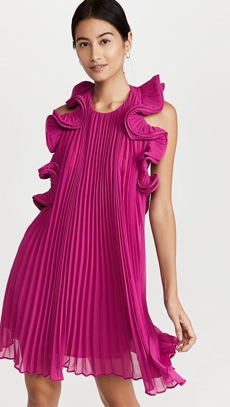 AMUR Chiffon Halter Mini Dress | SHOPBOP Evening Cocktail Dresses, Mimi Dress, Blair Eadie, Pleated Dresses, Fashion Sites, Cocktail Evening Dresses, Evening Cocktail, Halter Mini Dress, Designer Shorts