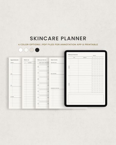 Skincare Planner, Skincare Routine, Beauty Planner Digital Template for Goodnotes on Ipad, Printable Letter PDF plannerdividers #freeweeklyplanner🍭 Beige Paper Texture, Skincare Journal, Skincare Planner, Beauty Planner, Interactive Calendar, Weekly Planner Free, Planner Writing, Beige Paper, Ultimate Planner