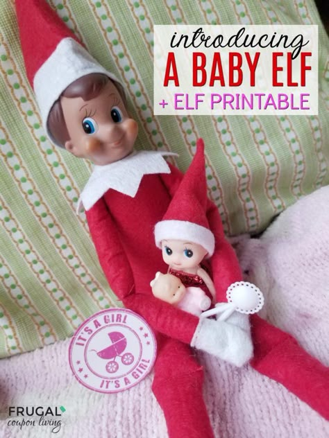 Elf on the Shelf Ideas - It's a Girl Elf Baby printable. Creative and funny elf ideas daily on Frugal Coupon Living. #FrugalCouponLiving #ElfontheShelf #ElfontheShelfIdeas #ElfIdeas #funnyelfideas #funnyelfontheshelf #elfprintables #freeelfprintables #printables #freeprintables #itsagirl #itsagirlprintable #babygirl Funny Elf Ideas, Baby Elf On The Shelf, Shelf Crafts, Elf Is Back Ideas, Thanksgiving Napkin Folds, Simple Thanksgiving Table Decor, Elf Printables, Baby Elf, Pinterest Christmas