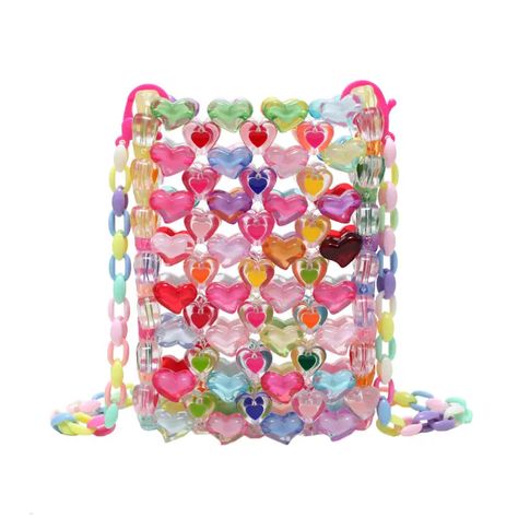 Colorful Love Bead Braided Shoulder Bag Trendy Storage Bag For Shopping With Acrylic Strap - Bags & Luggage - Temu Australia Korean Bag, Beaded Crossbody Bag, Cute Shoulder Bag, Mobile Bag, Color Party, Mini Cute, Acrylic Shapes, Trendy Shoulder Bag, Chain Crossbody Bag