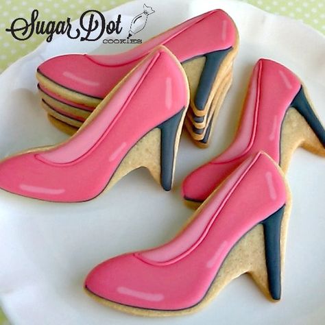 Misc Cookies - Sugar Dot Cookies . . . Here to teach you how to decorate cookies, provide the best cookie supplies, and help you to start or grow your cookie business! High Heel Cookies, Dot Cookies, Shoe Cookies, Vanilla Sugar Cookie, Cookie Business, Barbie Shoes, Pink High Heels, Cookie Cups, Cookie Inspiration