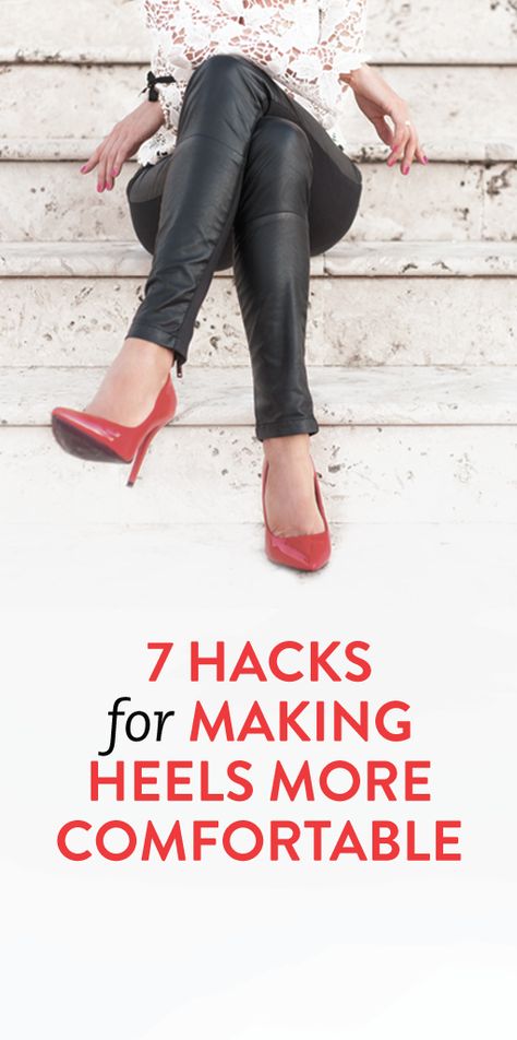 7 Hacks For Making Heels More Comfortable Make Heels More Comfortable, White Dress Red Shoes, How To Make Heels Comfortable, Outfits With Red Heels, Comfortable Heels For Work, Red Heels Outfit, Heels For Work, Pageant Girls, Shoes Hack