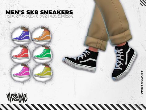 [VHSync] Men's sk8 sneakers - The Sims 4 Create a Sim - CurseForge Sims 4 Cc Man Shoes, Sims 4 Male Cc Shoes, Sims 4 Cc Men Shoes, Sims 4 Cc Male Shoes, Sims Shoes, Cc Packs, Sims 4 Male Clothes, Cc Shoes, Male Shoes