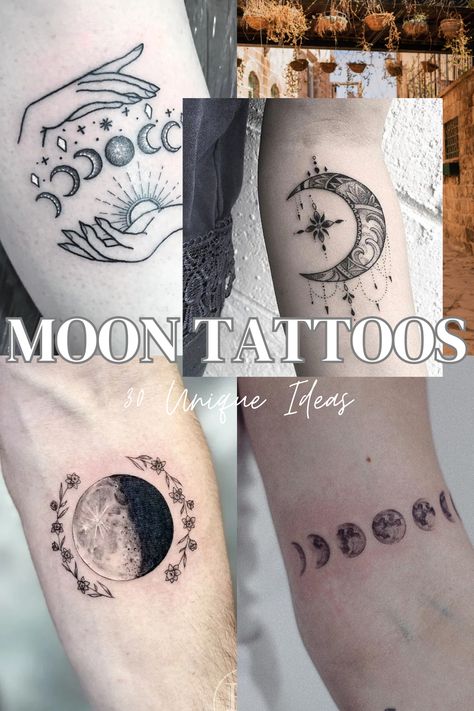 From Crescent to Full: 30 Creative Moon Tattoo Ideas for Lunar Enthusiasts Crescent Moon And Sun Tattoo Design, Celestial Tattoo Ideas Sleeve, Celestial Arm Sleeve Tattoo, Crescent Moon And Flower Tattoo, Birth Moon Tattoo, Witchy Arm Sleeve Tattoo, Women Moon Tattoo, Triple Goddess Symbol Tattoo, Mirror In The Sky Tattoo