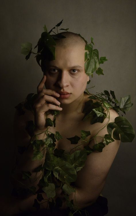 #Portrait #photo #photosession #wielorybek #Leaf #art #fairy #forest Person Wrapped In Vines, Ivy Photoshoot, Green Photoshoot, Green Portrait, Growth And Decay, Vibe Aesthetic, People References, Fairy Forest, Best Plants