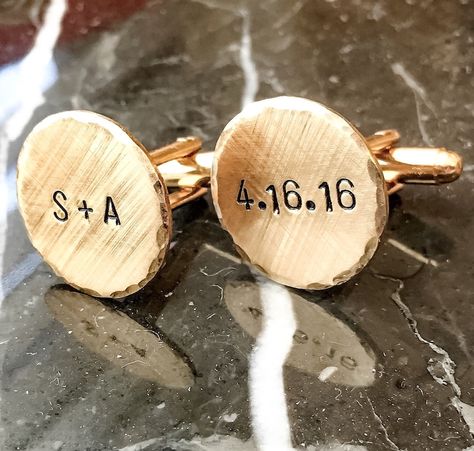 Gold Tone Brass Personalized Cuff Links Copper Custom Cuff - Etsy Custom Cuff Links, Bridesmaid Groomsmen Gifts, Initial Cufflinks, Custom Cufflinks, Handstamped Bracelet, Personalized Tie, Message Bracelet, Personalized Cufflinks, Stamped Bracelet