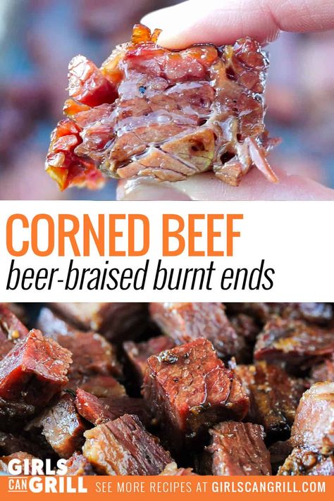 Beef Burnt Ends, Smoked Corned Beef, Corned Beef Brisket, Burnt Ends, Smoked Beef Brisket, Corned Beef Recipes, Pellet Grill Recipes, Traeger Recipes, Smoked Meat Recipes