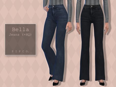 Sims 4 Bootcut Jeans, Sims 4 Cc Pants Female, Cc Jeans, Simple Swimsuit, Sims 4 Piercings, Alpha Cc, Cc Sims4, Bootleg Jeans, Cold Weather Outfit