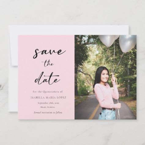 $3.07 | Elegant Photo Pink Quinceanera Save the Date - blush pink, mis quince, pink, 15th birthday party, 15 years old, quinceanera save the date cards, girly, trendy, cute, quinceanera Save The Date For Quinceanera Ideas, Quince Save The Date Photo Ideas, Save The Date Ideas 15 Años, Quinceañera Save The Date, Quinceanera Save The Date Ideas, Quince Save The Date Ideas, Blush Quinceanera Theme, Save The Date Quinceanera Ideas, Elegant Quinceanera Themes