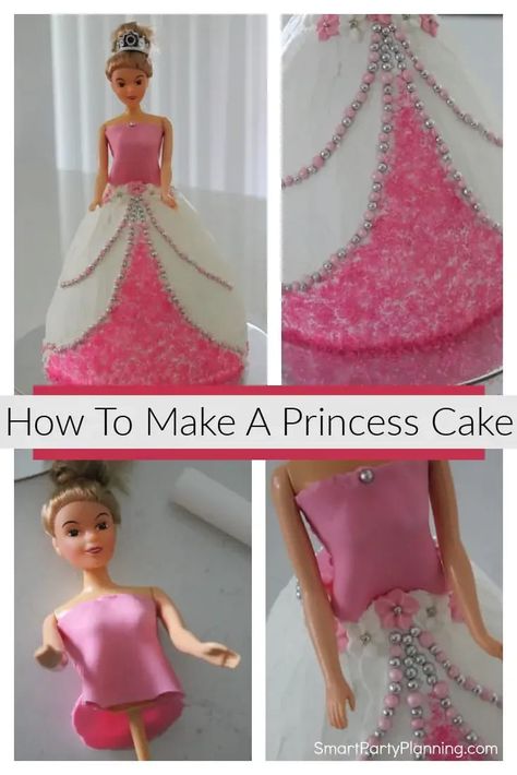 Learn how to make an easy Princess cake like a pro. There is nothing quite like a homemade birthday cake, and this Princess Barbie cake is incredibly simple to make. With a splash of pink, and easy decoration, this will be your daughter’s favorite birthday cake ever.  She will be guaranteed to love it. A little girl can't grow up without having one doll cake in her lifetime. Easy Princess Cake, Homemade Birthday Cake, Princess Cupcakes, Princess Birthday Cake, Homemade Birthday Cakes, Homemade Birthday, Cake Easy, Barbie Cake, Kids Party Food