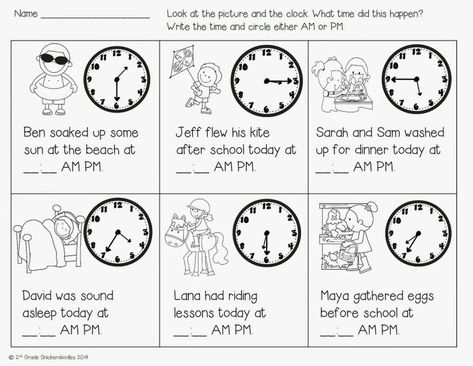 FREE Time with AM/PM activity and Five for Friday by 2nd Grade Snickerdoodles Am And Pm Activities, Kindergarten Telling Time, Am Pm Time, Elementary Writing Activities, Grade 5 Math Worksheets, Fun Math Worksheets, 2nd Grade Activities, 2nd Grade Math Worksheets, Time Worksheets