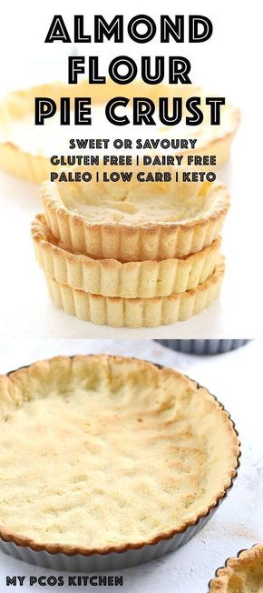 Low Carb Keto Almond Flour Pie Crust - My PCOS Kitchen - A delicious gluten free pie crust that can also be made dairy free and paleo. For quiche Almond Flour Pie Crust, Gluten Free Pie Crust, Keto Kitchen, Low Carb Brownies, Postre Keto, Gluten Free Pie, Pie Crusts, Almond Flour Recipes, Recetas Keto