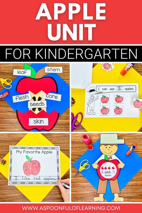 All About Apples Kindergarten, Apple Thematic Unit Kindergarten, Apples In Kindergarten, September Crafts For Kindergarten, Apple Craft Kindergarten, Apples Kindergarten, Apple Literacy Activities, Apples Unit Kindergarten, Apple Theme Kindergarten